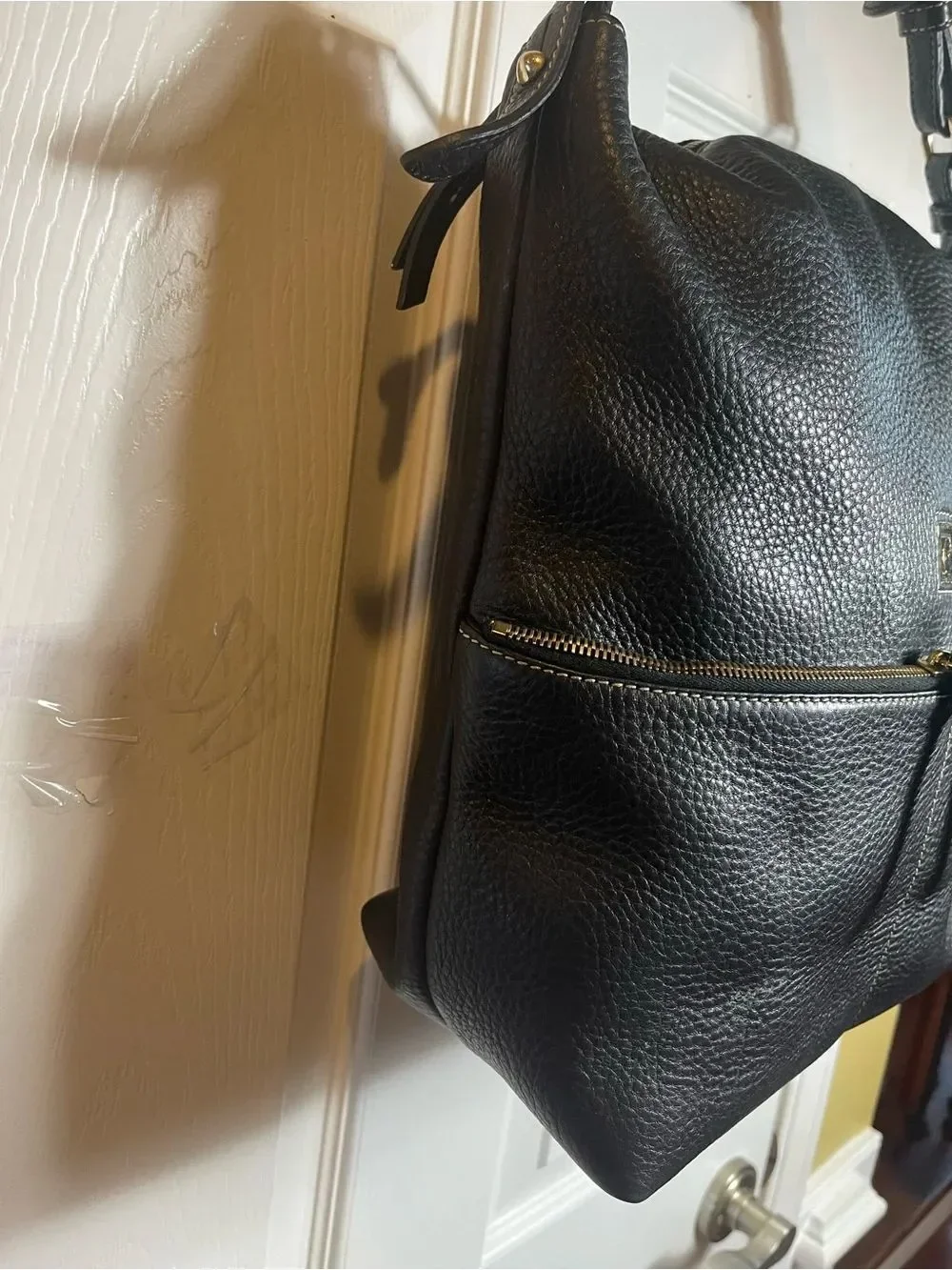 Dooney & Bourke Black Pebble Leather Hobo bag,gold tone hardwares